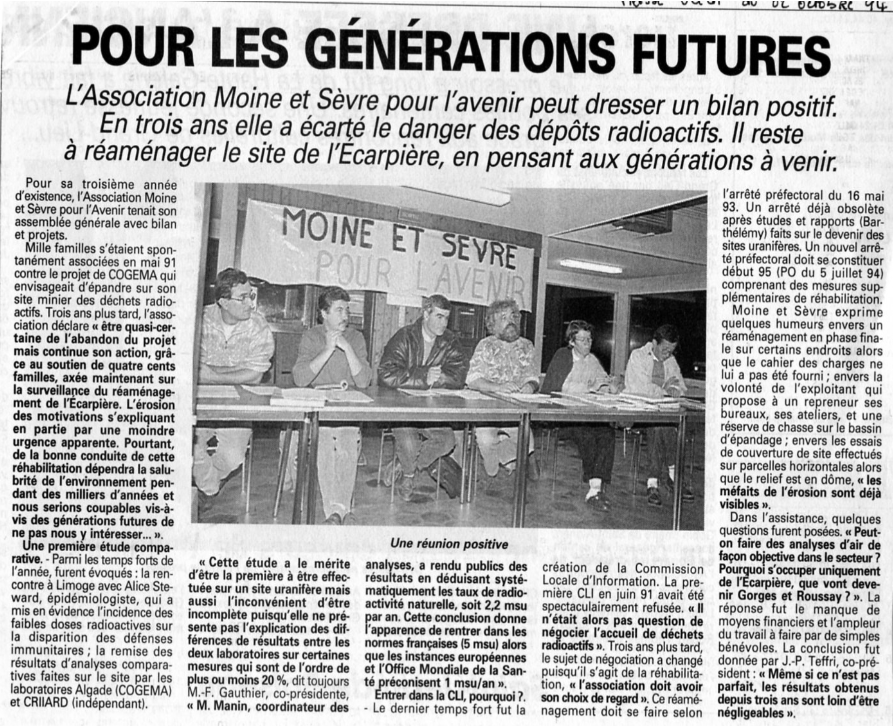 Article Presse 22 octobre 1994 Article Presse 22 octobre 1994